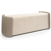 Hug Bench in Taupe Fabric & Grey Leatherette